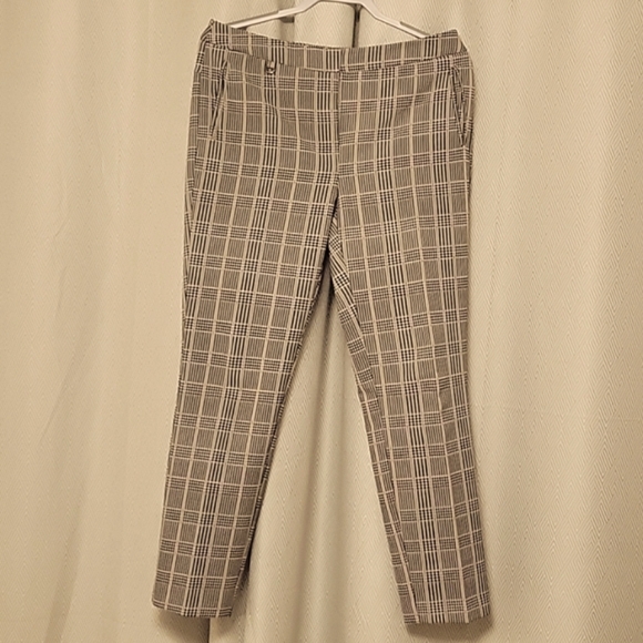 Adrianna Papell Plaid Taupe Dress Pants - Picture 2 of 8